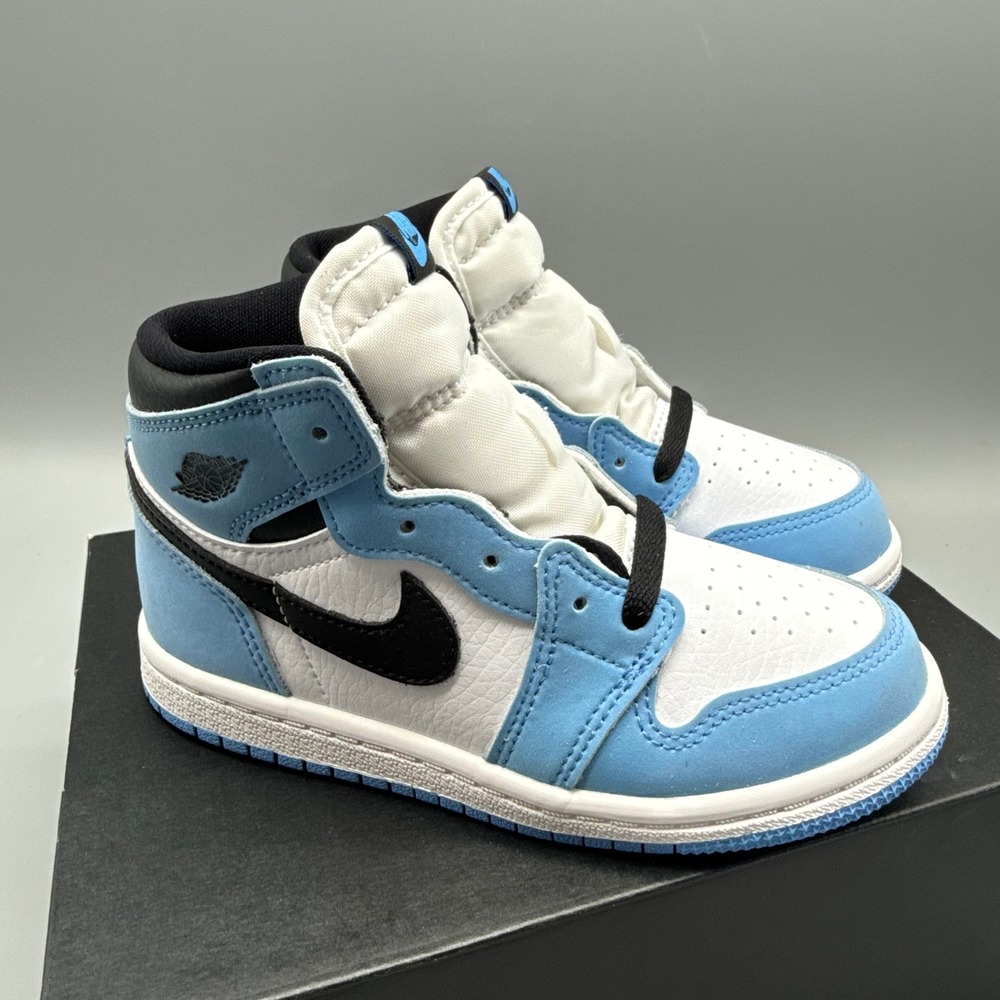 Jordan 1 Retro High OG Toddler 10C University Blue White Black AQ2665-134 EUC - Picture 5 of 12
